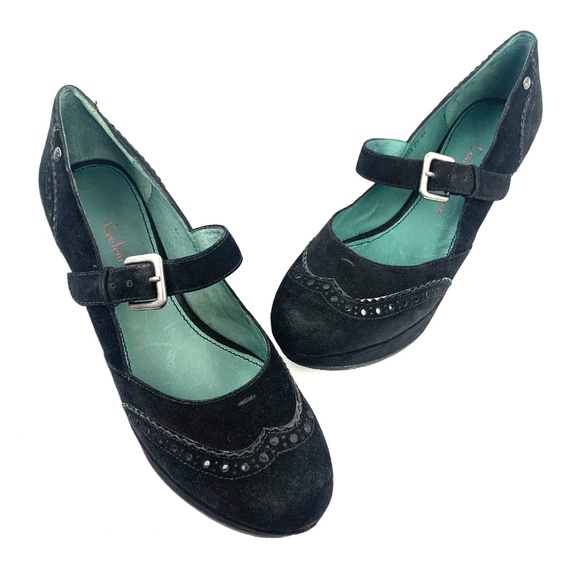 COULEUR POURPRE Suede Mary Jane Wedges - Picture 6 of 8